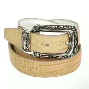 Brighton vintage Reversible Leather Belt BEIGE WHITE LEATHER B2701